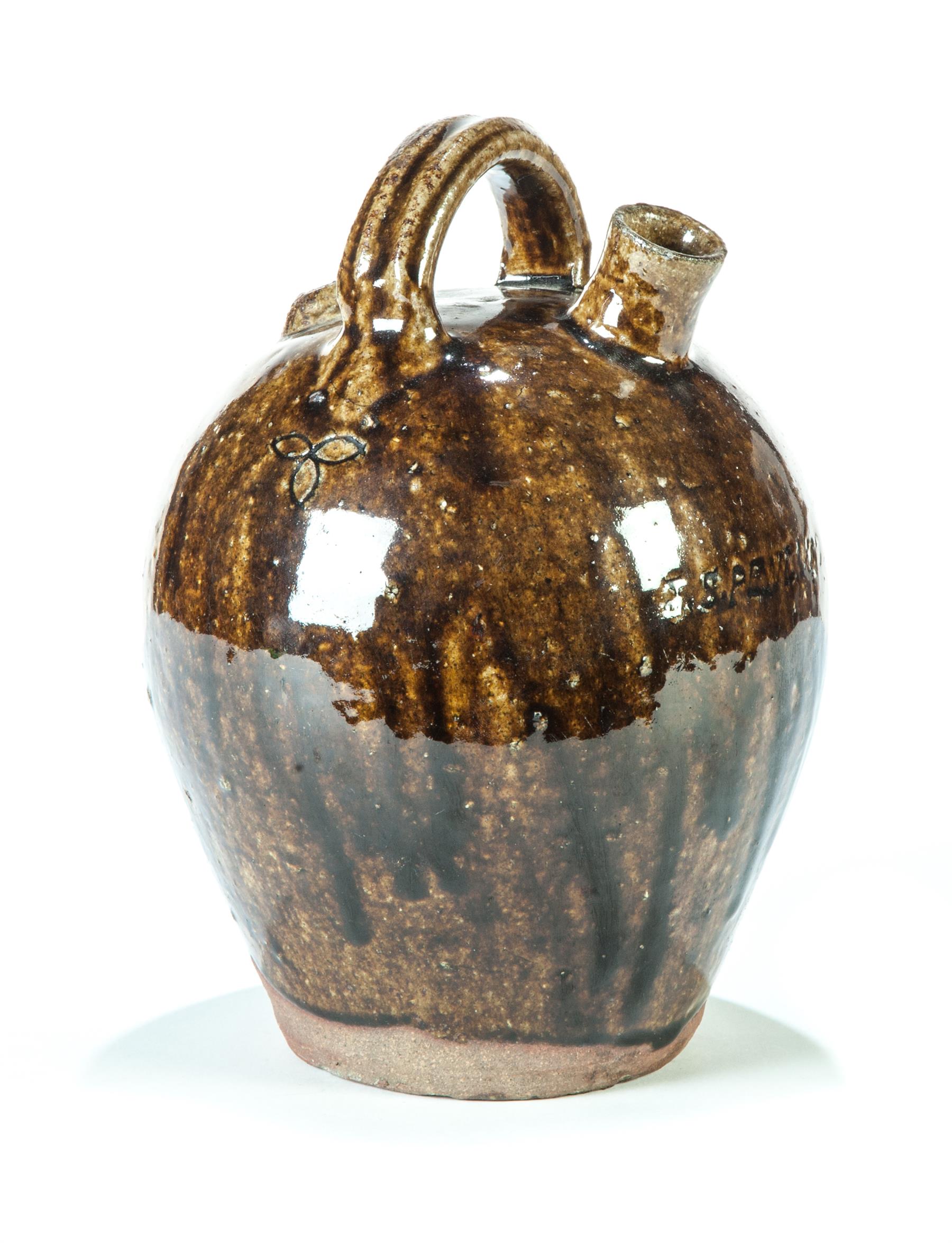 Appraisal: NORTH CAROLINA REDWARE HARVEST JUG Marked for Joseph Sylvester Penland