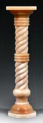 Appraisal: Spiral turned alabaster pedestal square top on ring and spiral