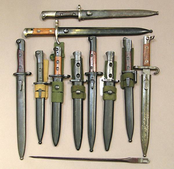 Appraisal: A lot of eleven bayonets Comprising Canadian FAL bayonet steel