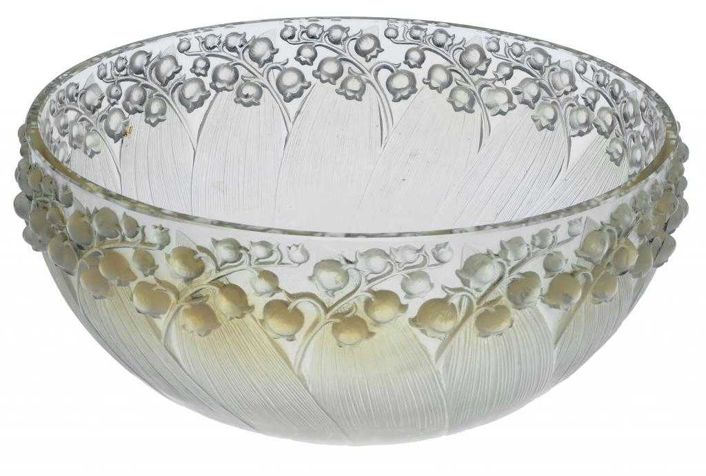 Appraisal: MUGUETS A LALIQUE OPALESCENT GLASS BOWL moulded on the exterior