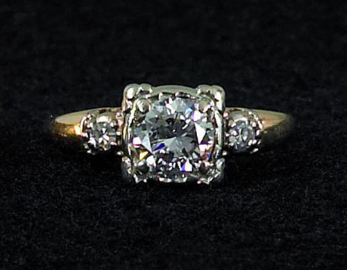 Appraisal: K white and yellow gold engagement ring in illusion setting