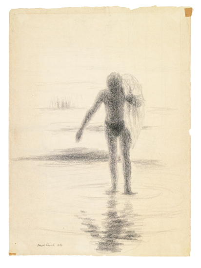 Appraisal: JARED FRENCH Study of a Male Bather Standing in the