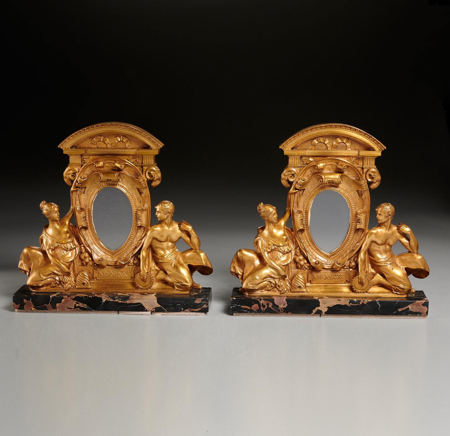 Appraisal: PAIR NEOCLASSICAL DORE BRONZE PICTURE FRAMES Dated unmarked possibly E