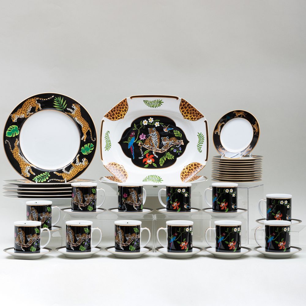 Appraisal: Lynn Chase Porcelain Dinner Service in the 'Jaguar Jungle' Pattern