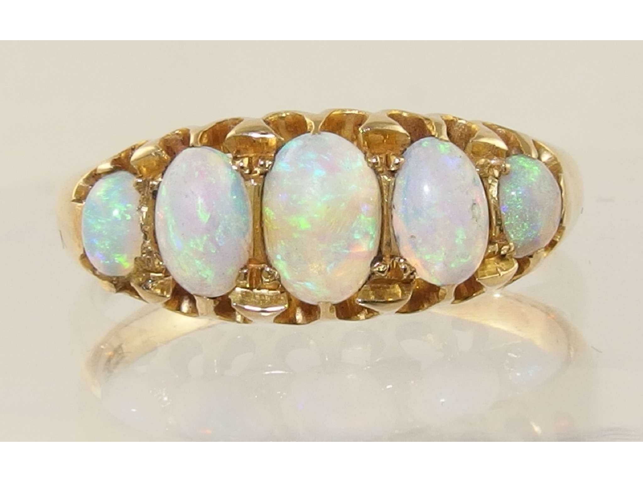 Appraisal: An ct Victorian opal set ringhallmarked Birmingham the five opals