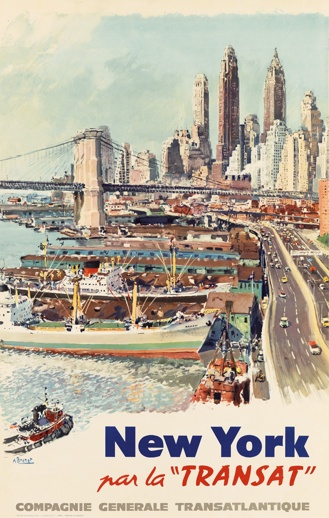 Appraisal: ALBERT BRENET - NEW YORK PAR LA TRANSAT x inches