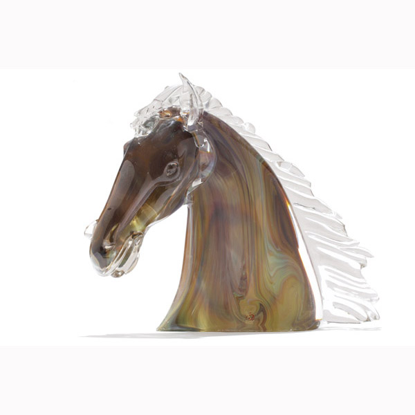 Appraisal: Silvano Signoretto Murano art glass horse head sculpture Engraved signature