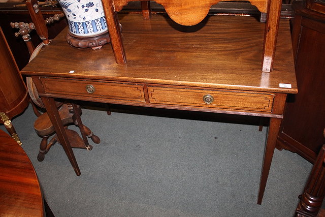 Appraisal: A TH CENTURY MAHOGANY AND EBONY INLAID SIDE TABLE fitted