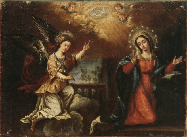 Appraisal: Spanish Colonial School th- th Century The Annunciation Unsigned Oil