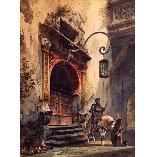 Appraisal: Friedrich Perlberg German - Knight and Monk before the Cathedral