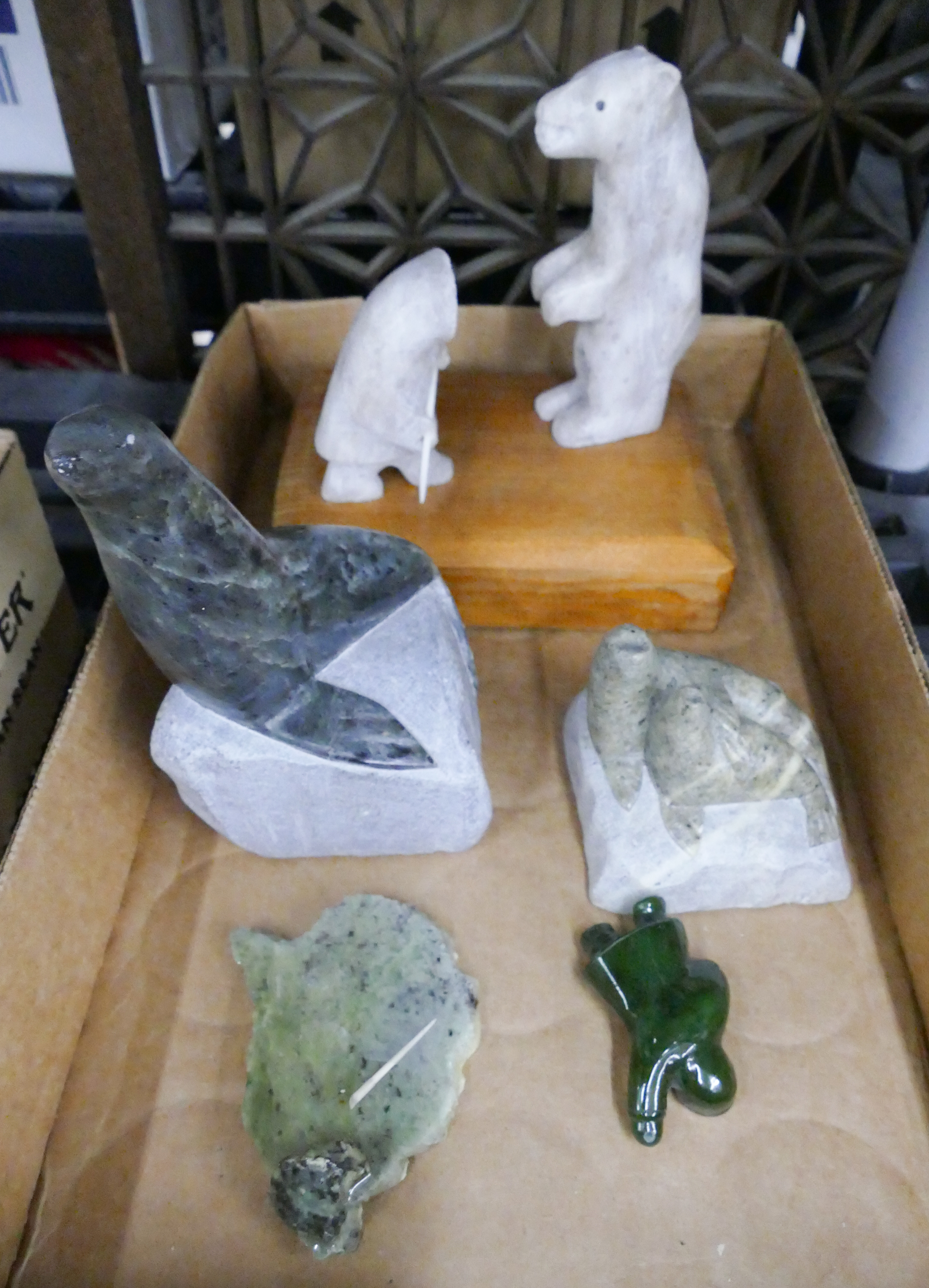 Appraisal: Box Alaskan Soapstone Native Carvings