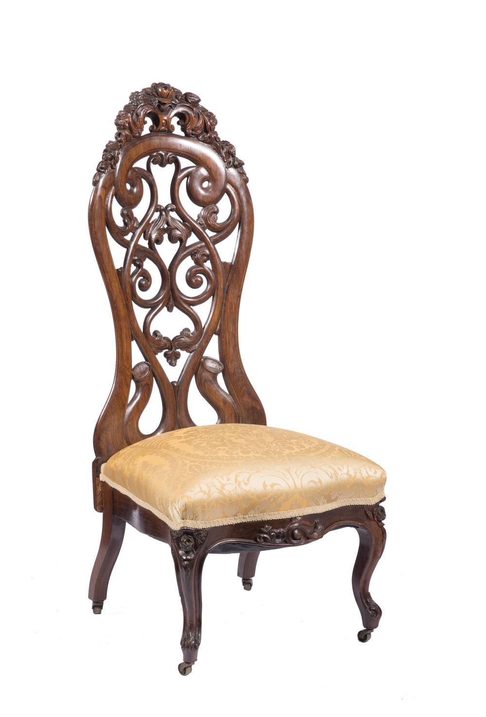 Appraisal: American Rococo Carved and Laminated Rosewood Slipper Chair mid- th