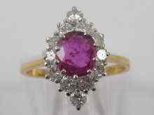 Appraisal: An ct gold ruby and diamond ring the central ruby