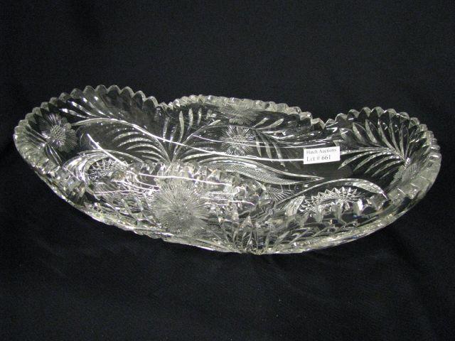 Appraisal: Brilliant Period Cut Glass Bread Tray canoe style with fold