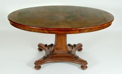 Appraisal: A VICTORIAN BURR WALNUT LOO TABLE the quarter veneered top