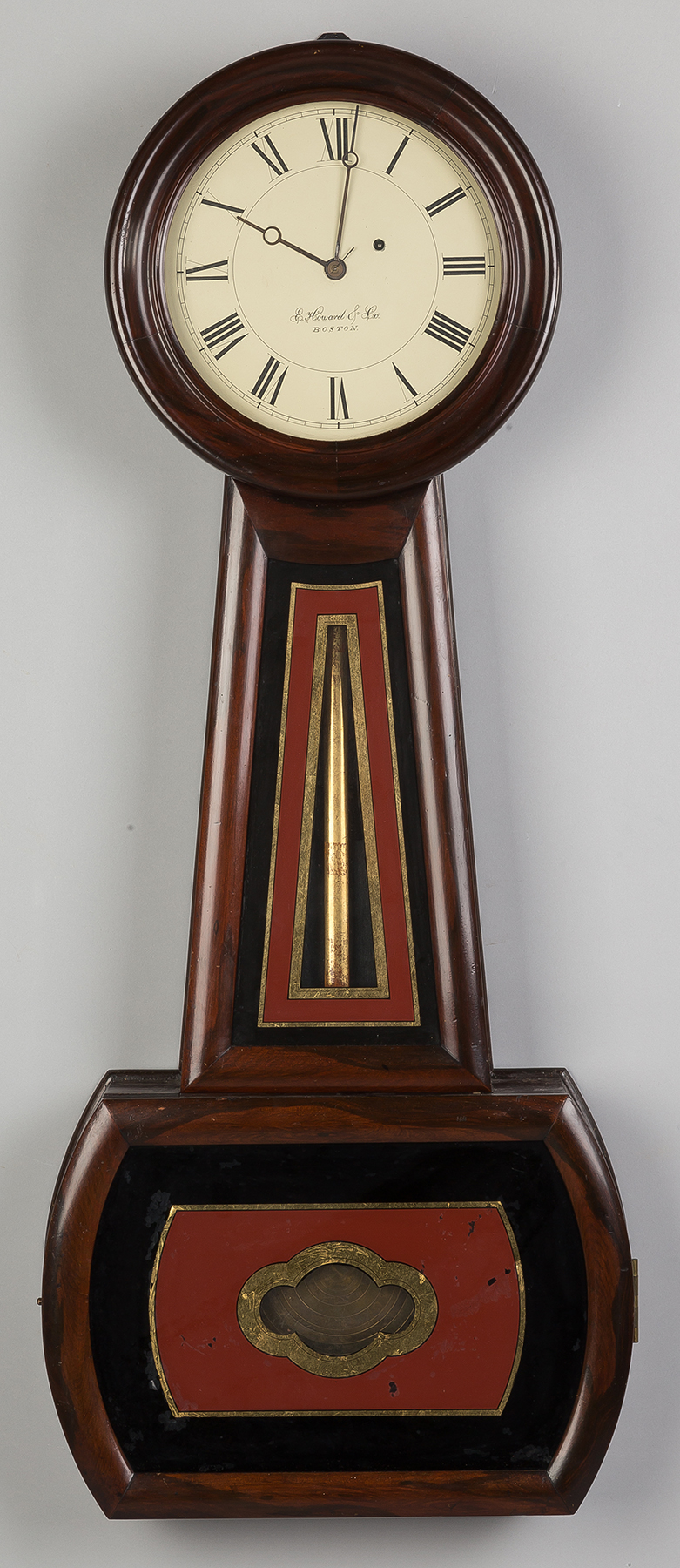 Appraisal: E Howard Banjo Clock Original grained rosewood case Dial professionally