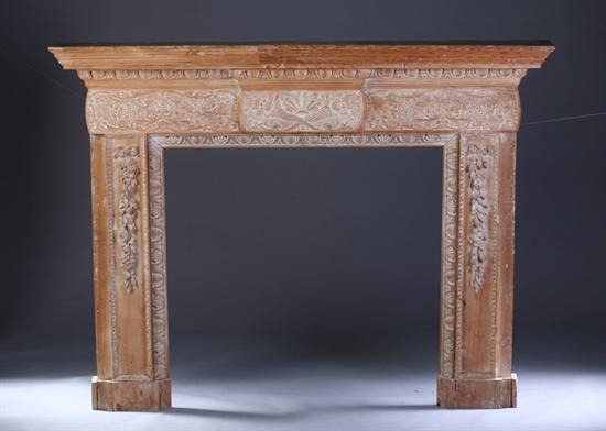 Appraisal: GEORGIAN SCRUBBED PINE FIREPLACE SURROUND Early th century school of