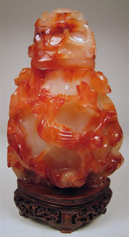 Appraisal: Large Chinese carved carnelian covered vase late th century