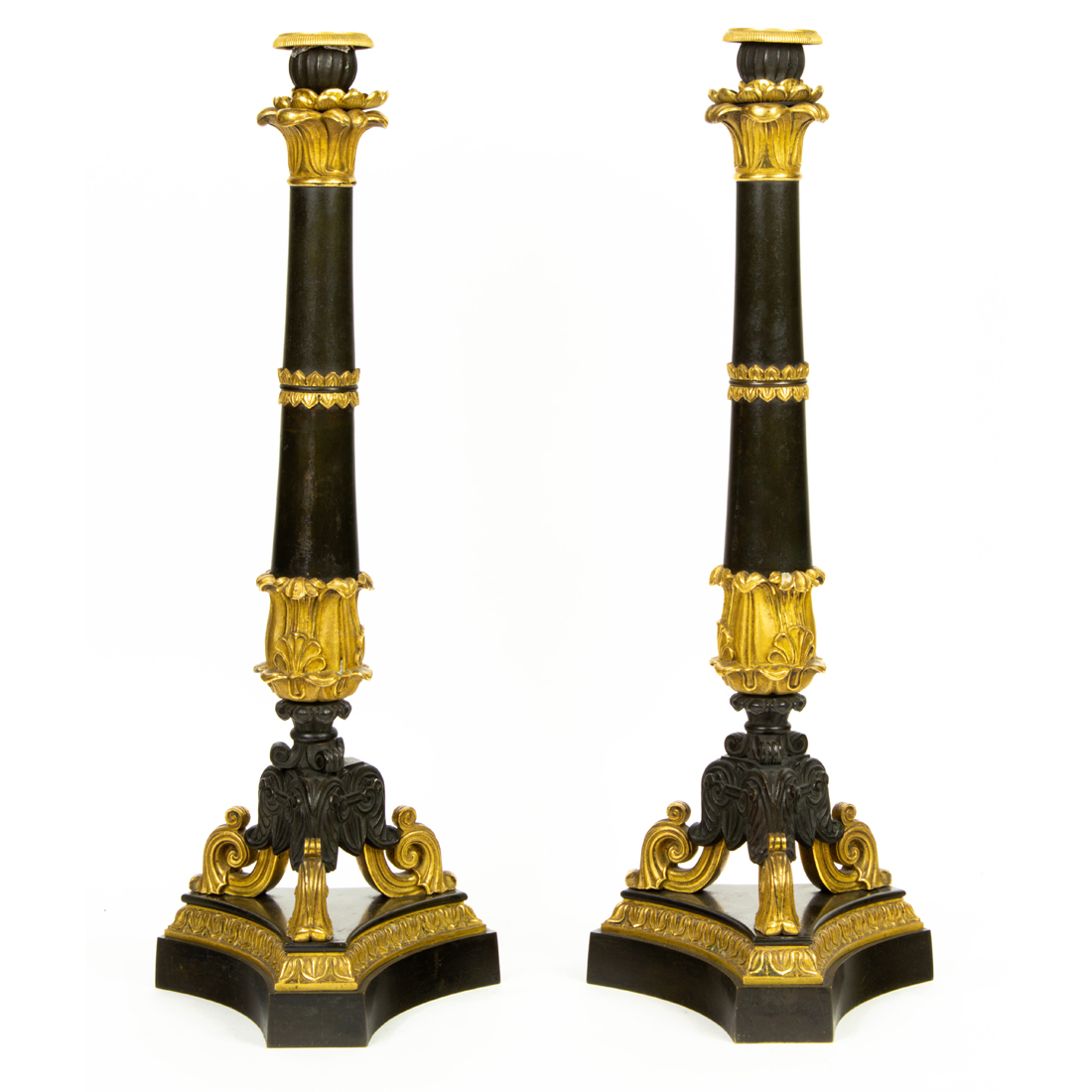 Appraisal: A tall pair of Louis Philippe gilt and patinated bronze