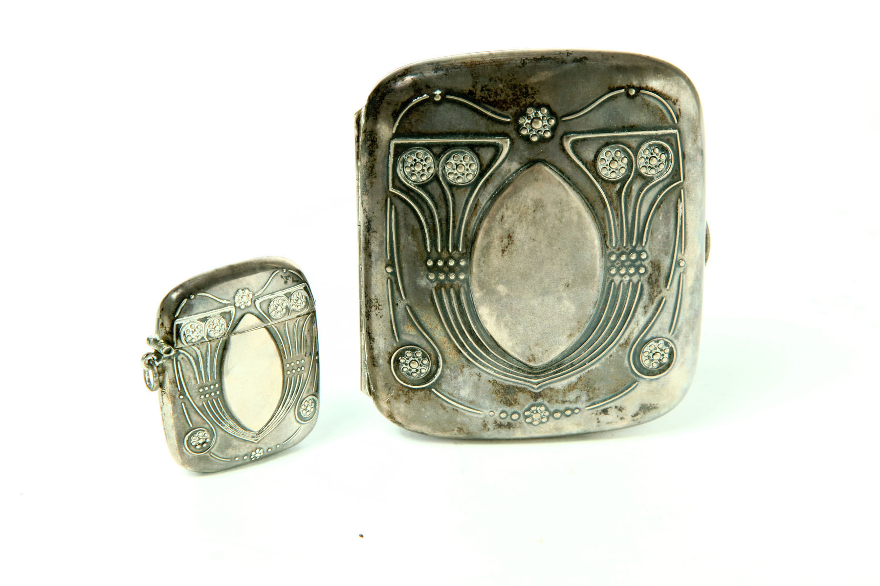 Appraisal: SILVER CIGARETTE AND MATCH CASES Both marked for Hermann Behrnd