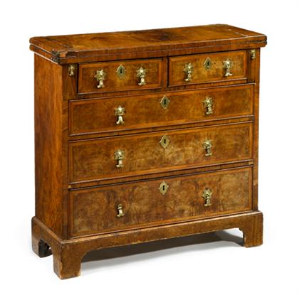 Appraisal: George II burl walnut bachelor's chest of drawers mid th