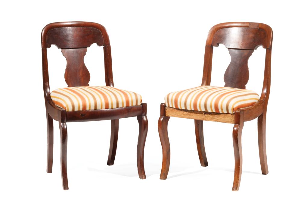 Appraisal: Pair of American Classical Mahogany Side Chairs mid- th c