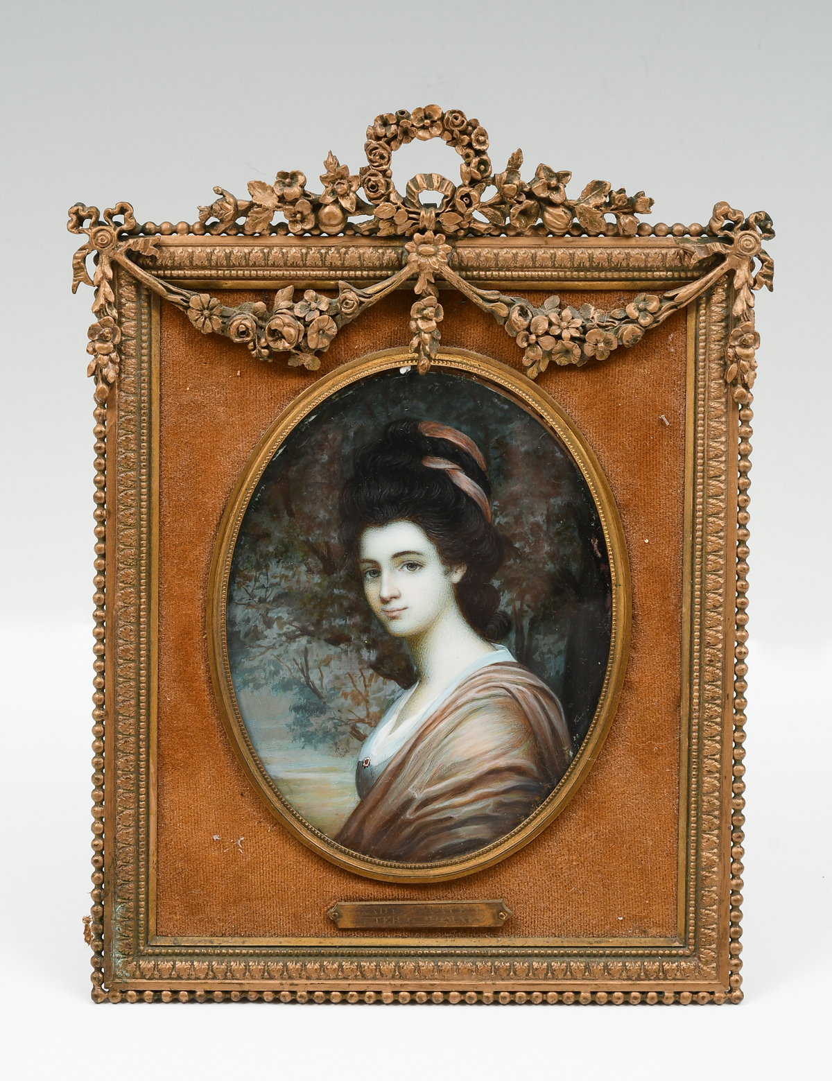 Appraisal: FINE MINIATURE PORTRAIT PAINTING AFTER ROMNEY Lady Craven miniature oval