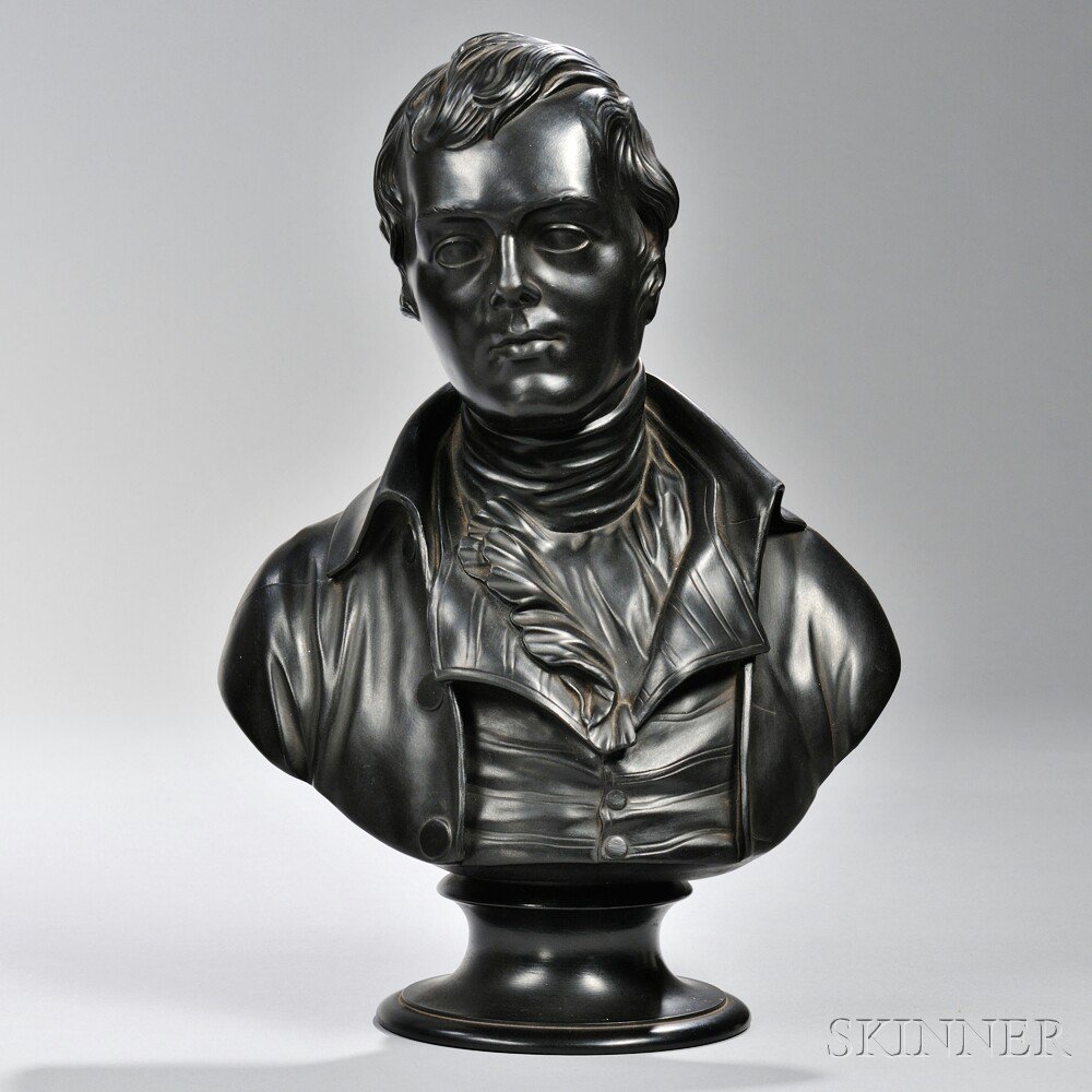 Appraisal: Wedgwood Black Basalt Bust of Burns England mid- th century