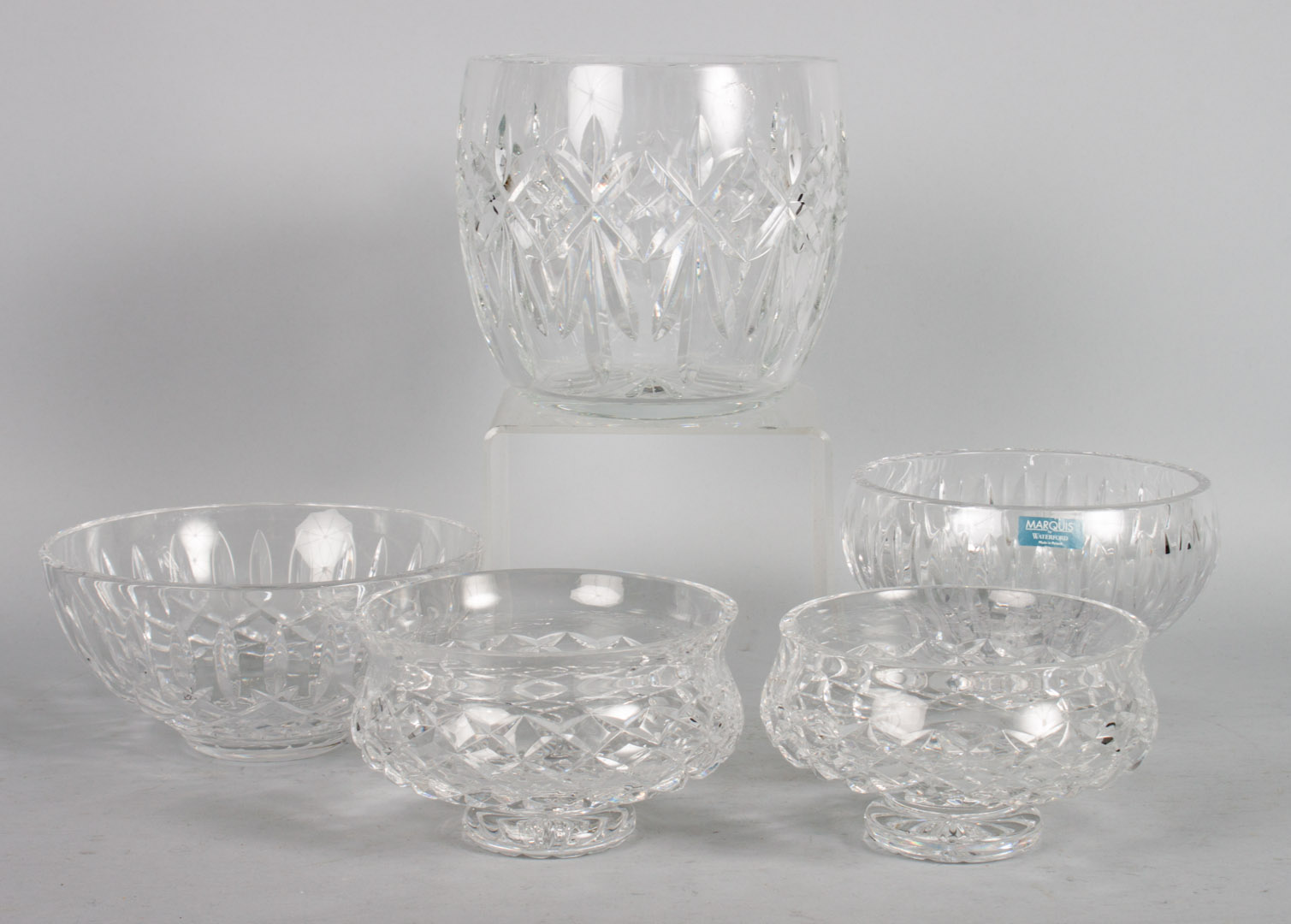 Appraisal: a Five Waterford crystal bowls including pair of small footed