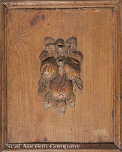 Appraisal: A Pair of Continental Carved Fruitwood Panels each containing a