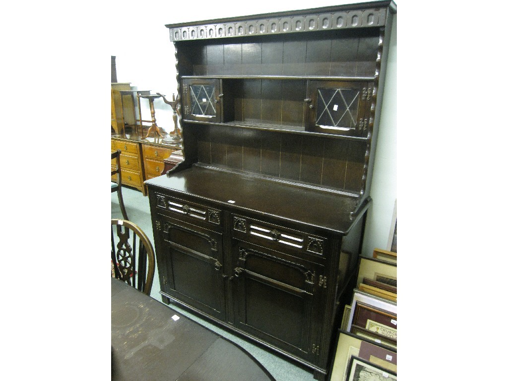 Appraisal: Dining room suite comprising dresser with plate rack table and