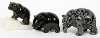 Appraisal: INUIT HARD STONE CARVINGS OF BEARS THREE INUIT HARD STONE