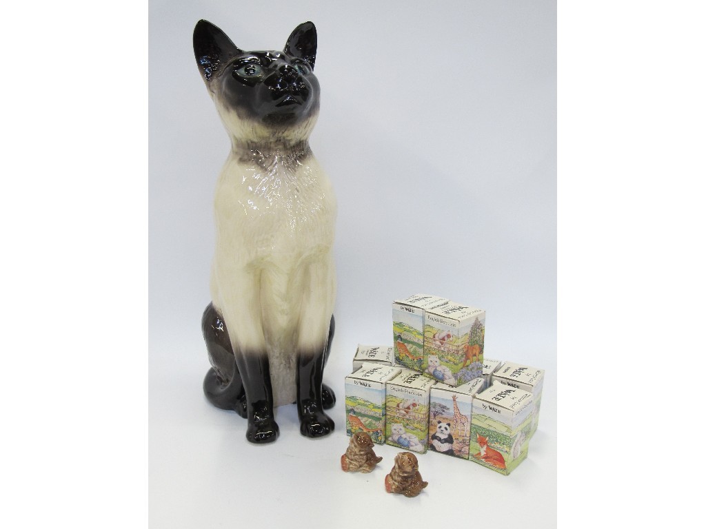 Appraisal: Large Beswick fireside figure of a Siamese cat and twelve