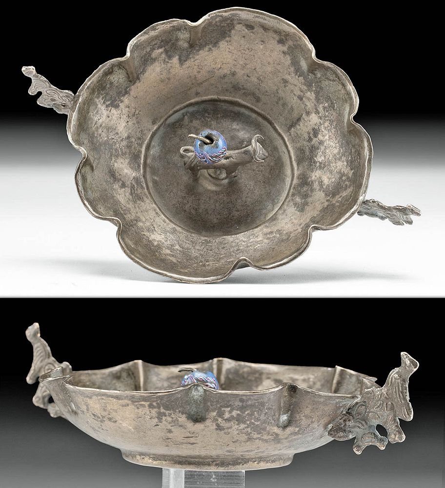 Appraisal: th C Bolivian Spanish Copper Silver Wedding Dish South America