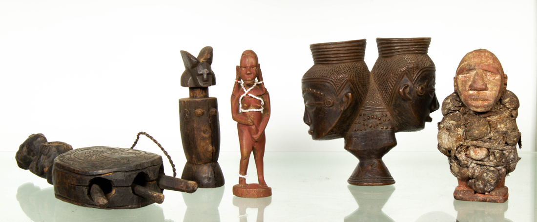 Appraisal: LOT OF AFRICAN CARVED WOOD AND MIXED MEDIA ARTICLES Lot