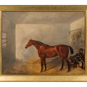 Appraisal: British School th Century Horse in a Stable oil on