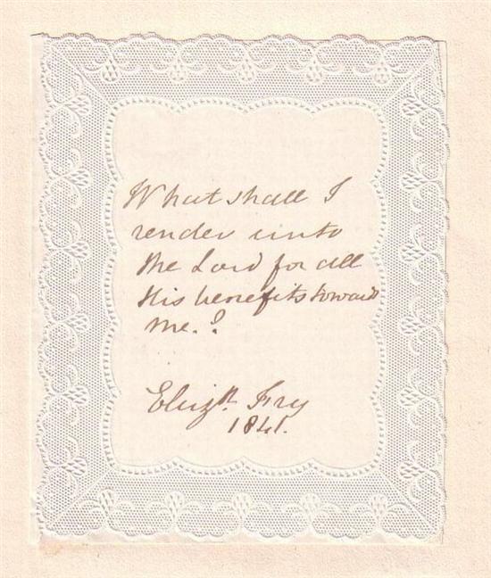 Appraisal: FRY ELIZABETH GURNEY Autograph Quotation Signed in full What shall