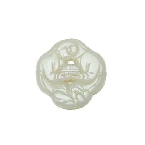 Appraisal: White Jade Hehe Erxian Group Early th Century Of rounded