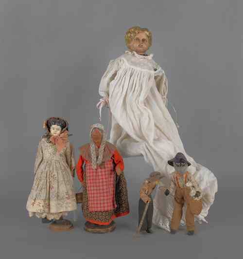 Appraisal: Two composition molded hair dolls early th c together with