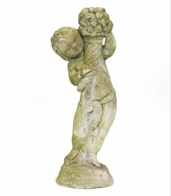 Appraisal: A Cement Composition Figure of a Cherub Standing figure of