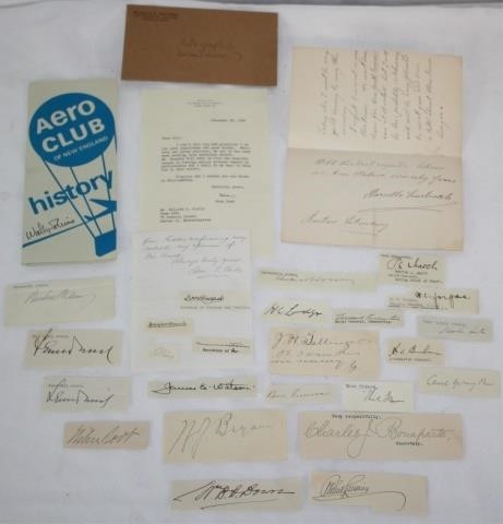 Appraisal: -PIECE AUTOGRAPH SIGNATURE LOT TO INCLUDE PAYTON C MARCH WWI