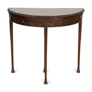 Appraisal: A George III Style Flip-Top Demilune Table th Century Height