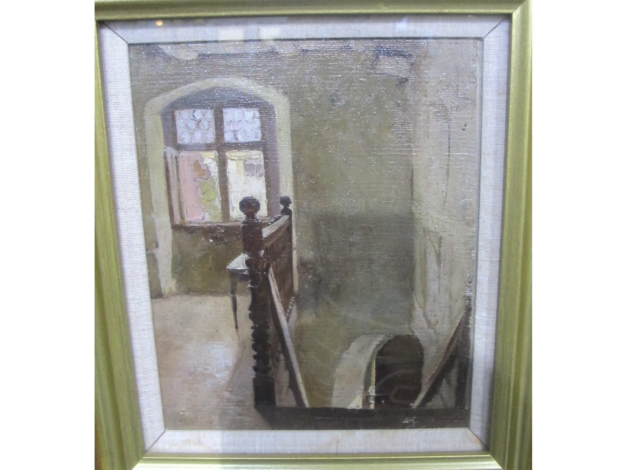 Appraisal: SCOTTISH SCHOOL th Century Stair landing oil on board K