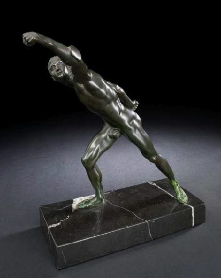 Appraisal: Italian Grand Tour Patinated Bronze Figure of a Saluting Nude