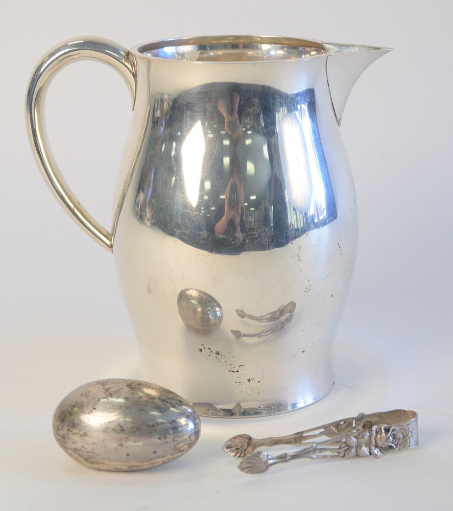 Appraisal: Sterling Silver Group to include Silver Pitcher pair of tongs