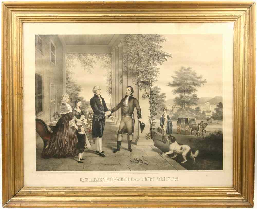 Appraisal: LITHO HANDCOLORED - 'Genl Lafayette's Departure from Mount Vernon '