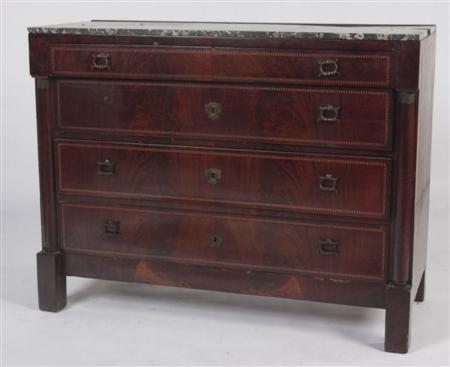 Appraisal: An early th century Dutch mahogany and chequer banded marble