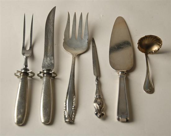 Appraisal: Seven Pieces of Sterling Flatware and Other to include a