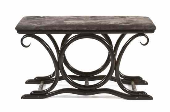 Appraisal: An Ebonized Bentwood Window Bench having an upholstered seat raised