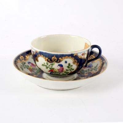 Appraisal: An th Century Worcester cup and saucer painted exotic birds